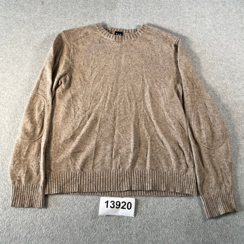 GAP Sweater Womens Small Brown Cotton Elbow Patch Crew Neck Casual Outdoor